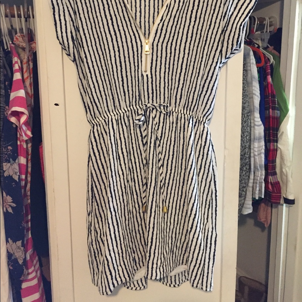 White and Navy Dress